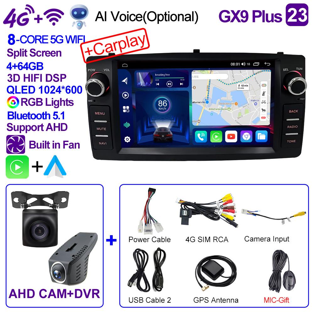 2din Android 12 Wireless CarPlay Android Auto Car Radio Multimedia GPS for Toyota Corolla E120 2003-2006 BYD F3 Stereo 4G
