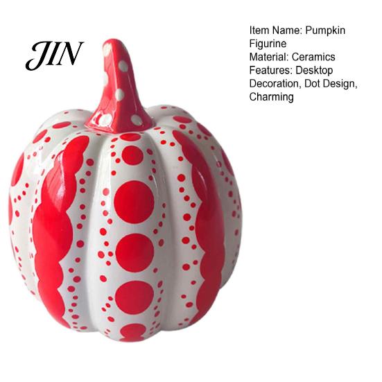 Sammlerstück Keramik Handwerk Geschenke Kürbisskulptur, Moderne Polka-Dot-Figur, Landhaus Retro Stil Heimtextilien Tischdekoration