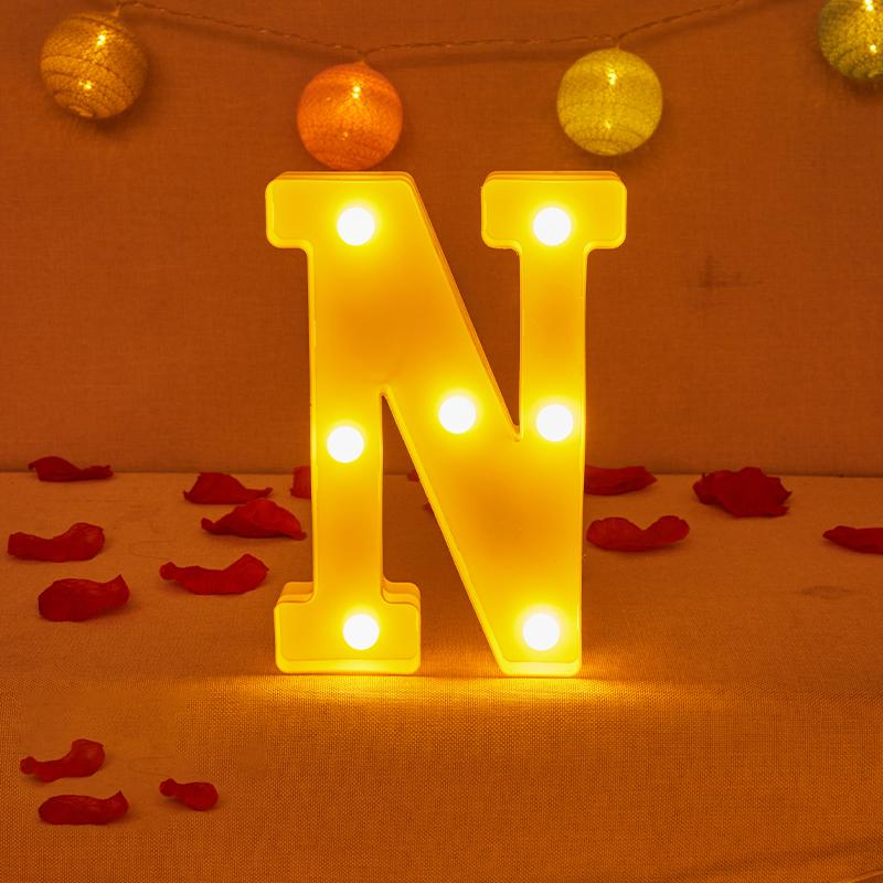 Alphabet Letter LED Lights Luminous Number Lamp Decor Battery Night Light for Home Wedding Birthday Christmas Party Decoration KTY