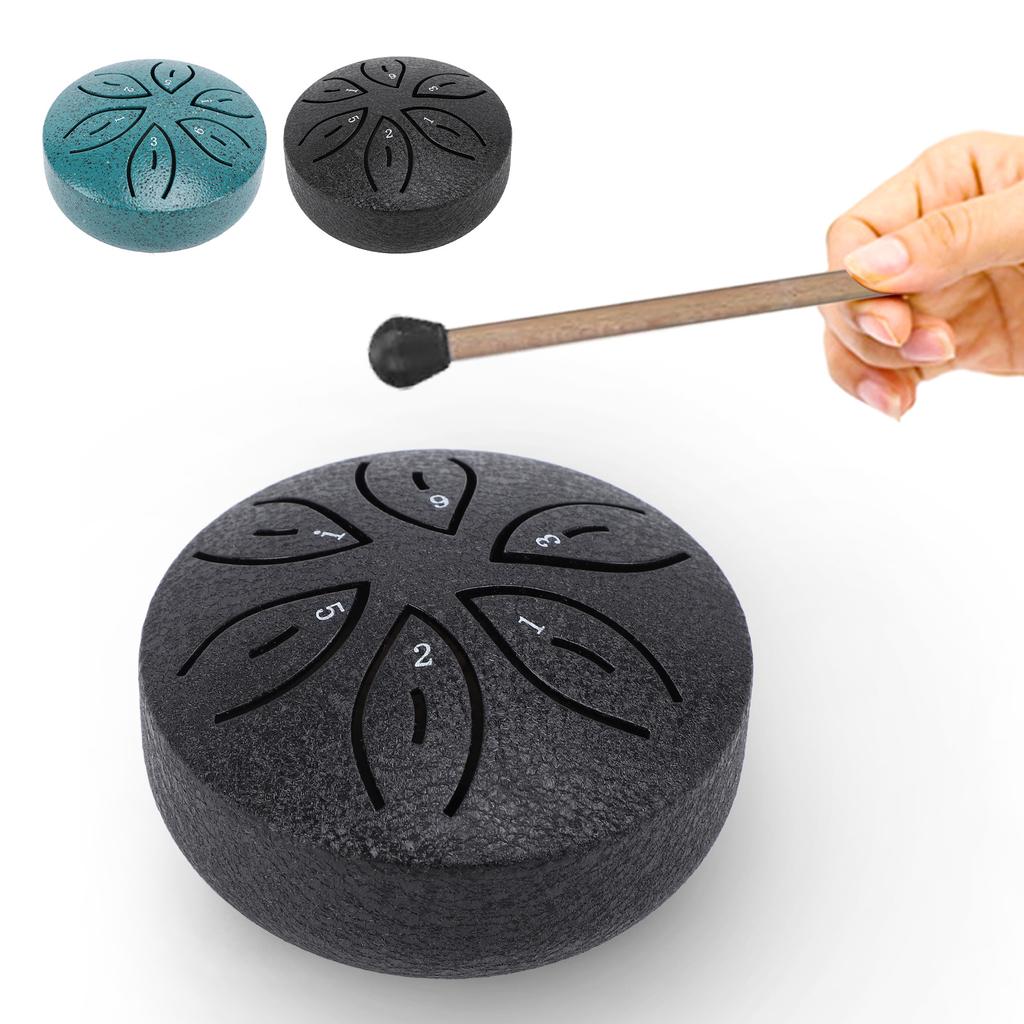 Miniature Steel Tongue Drum 3 Inch 6 Notes Rain Drum Percussion Instrument for Outside Garden