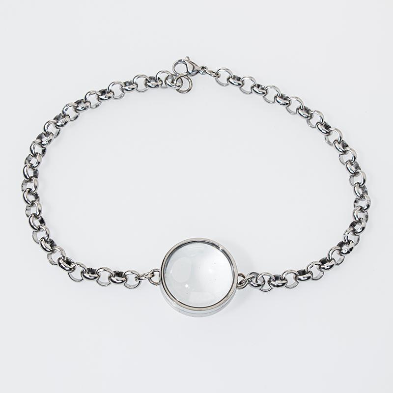 Edelstahl Doppel gekrümmtes Medaillon Armband Kette Glas Speicher Anhänger Schwimmendes Medaillon Armreif Füllbar DIY Schmuckherstellung