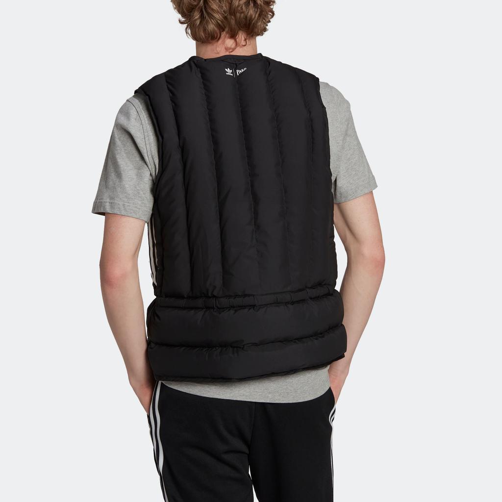 Adidas Originals Trefoil Logo Print Striped V-Neck Zip Sleeveless Vest Unisex Vests Black HN7026