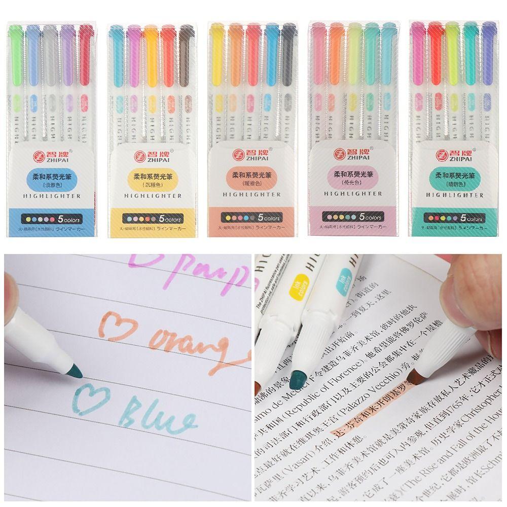 5/25pcs/set Double Headed Highlighter Pen Set Art Marker Student Stationery Fluorescent Pen Fluorescent Drawing Markers