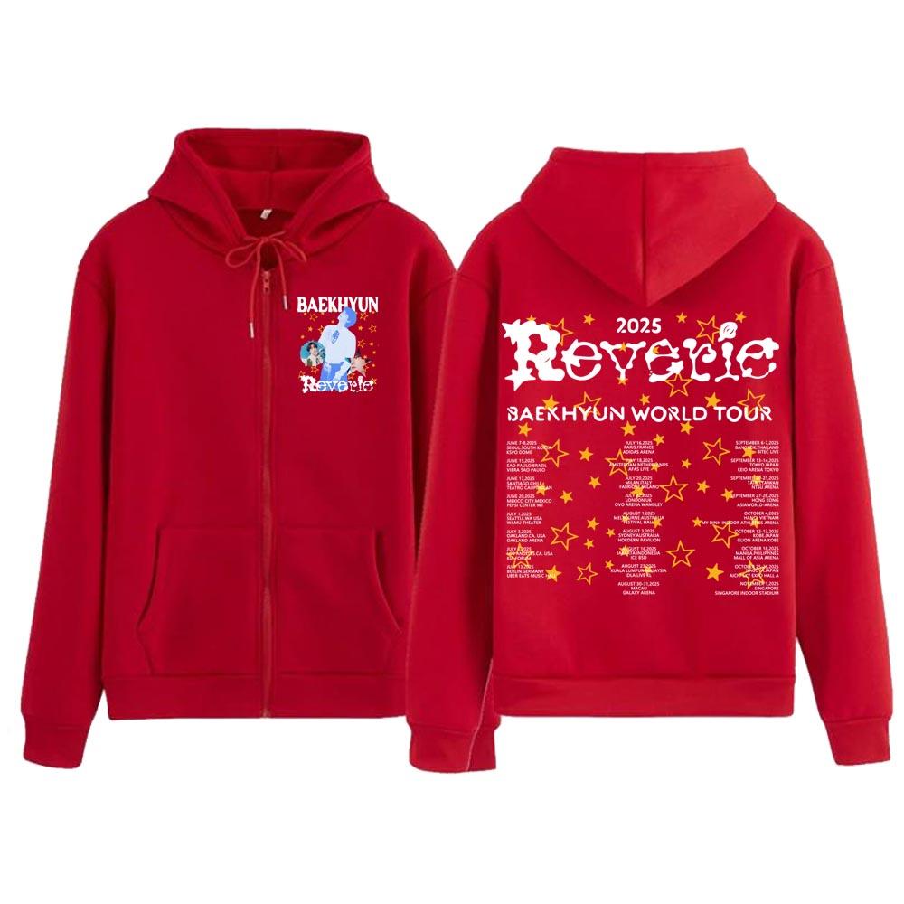 Baekhyun Reverie World Tour 2025 Zip Up Hoodie Casual Zipper Hoodie Sweatshirt Unisex