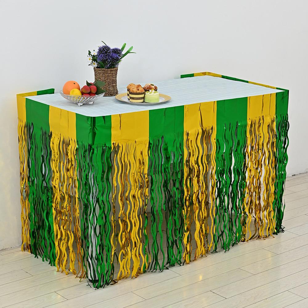Rainbow Silk Table Skirt: Colorful Birthday, Wedding, and Holiday Party Decoration