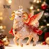 Holiday Party Ornaments Christmas Acrylic Goat Ornament, Sheep Hanging Decoration for Xmas Tree, Shaped Ornament 2D Flat Animal Pendant Festive Decor