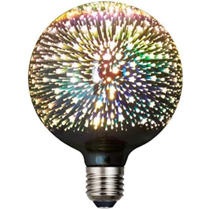 Светодиодная винтажная лампа Эдисона KLED, G125 3 Вт, 3D-лампа накаливания для фейерверков, цветная лампа, 300 люмен, 2700 К (Теплый белый), Декоративная лампочка, средняя G125