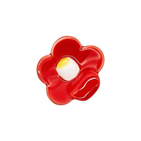 Arita Ware Kitagawa Binsen Kiln Chopstick Rest, Approx. 6x5cm, Camellia Red, Made in Japan, Porcelain
