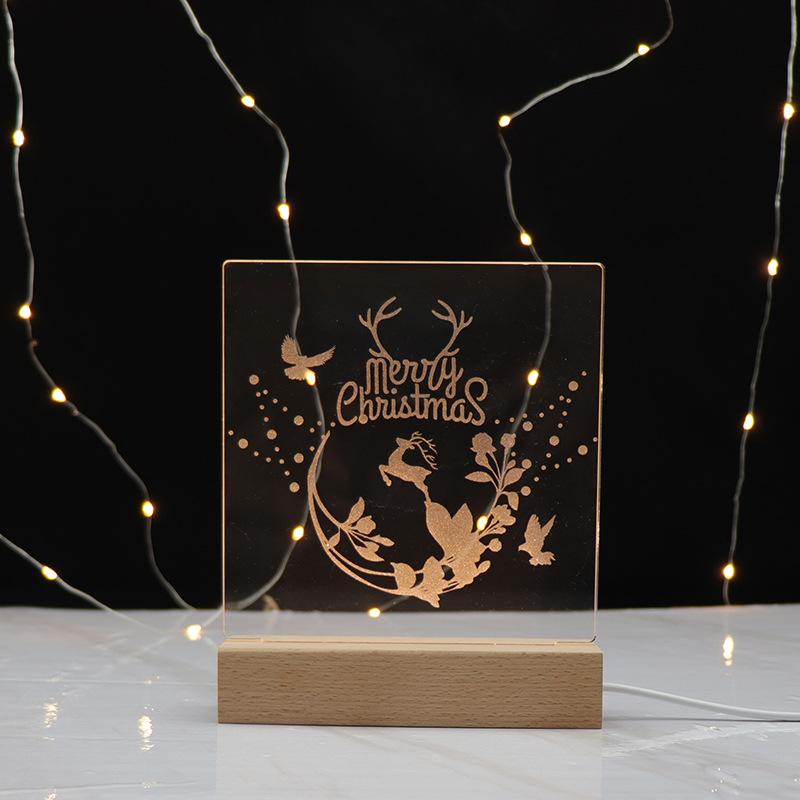 

Рождественский деревянный ночник, подарок, скандинавский светильник для украшения стола, декоративный светильник, 3D ночник