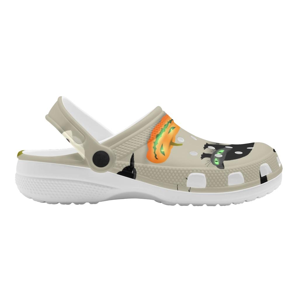 Printed White EVA Beach Clogs Unisex Lightweight Breathable Slip On Garden Shoes Pool Bathroom Home Summer Wear