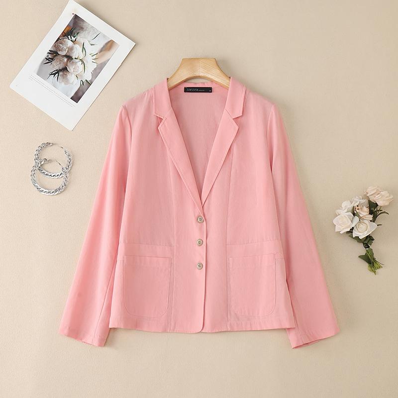 ZANZEA Damska bluzka kardigan z klapami, luźna, casualowa, z długim rękawem