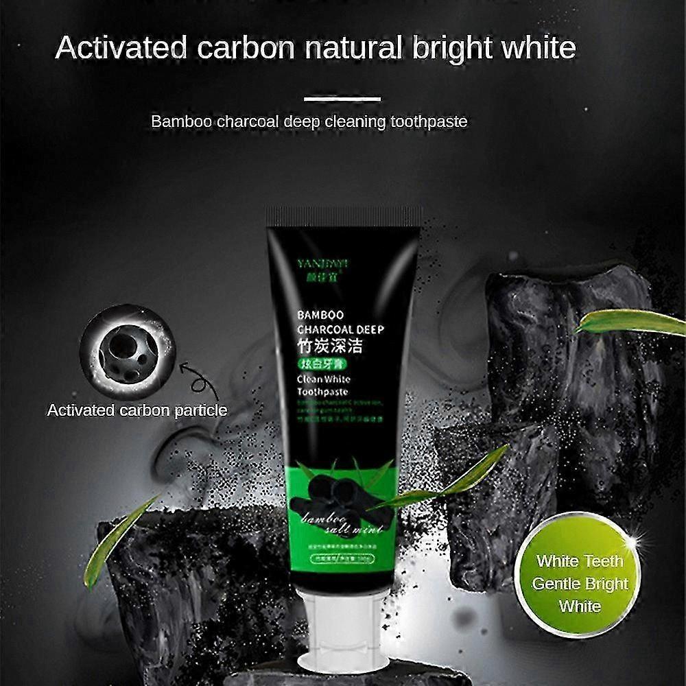 2-Pack Natural Bamboo Charcoal Toothpaste, Fluoride-Free Whitening Formula for Deep Cleaning