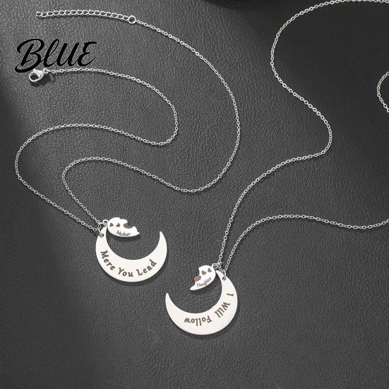 Family Love Necklace 1 Pair Bonds Moon Heart-Shaped Pendant Versatile