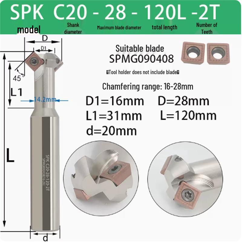 45° CNC Insertable Inner/Outer Chamfer Tool with Up/Down Back-Reaming Holder