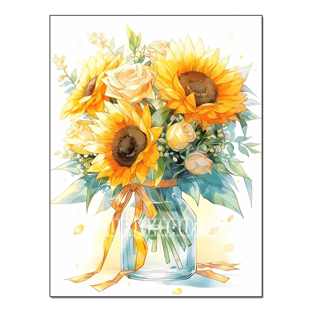 Full Flower Series Diamond Painting Tulip Daisy Diamond Mosaic Embroidery Art Watercolor Picture Handmade Home Decoration Diy