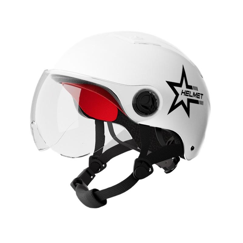 

Шлем для электромобиля Унисекс Четыре сезона Мотоциклетный шлем для электромобиля Каска Transparent short lens белый