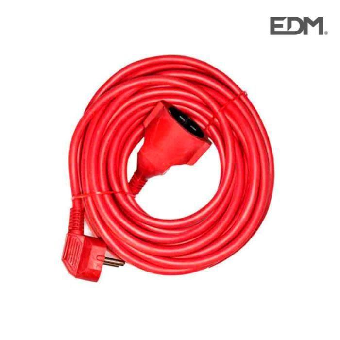 Rallonge électrique - EDM - 25mts - 3 x 1,5 - Flexible - Rouge