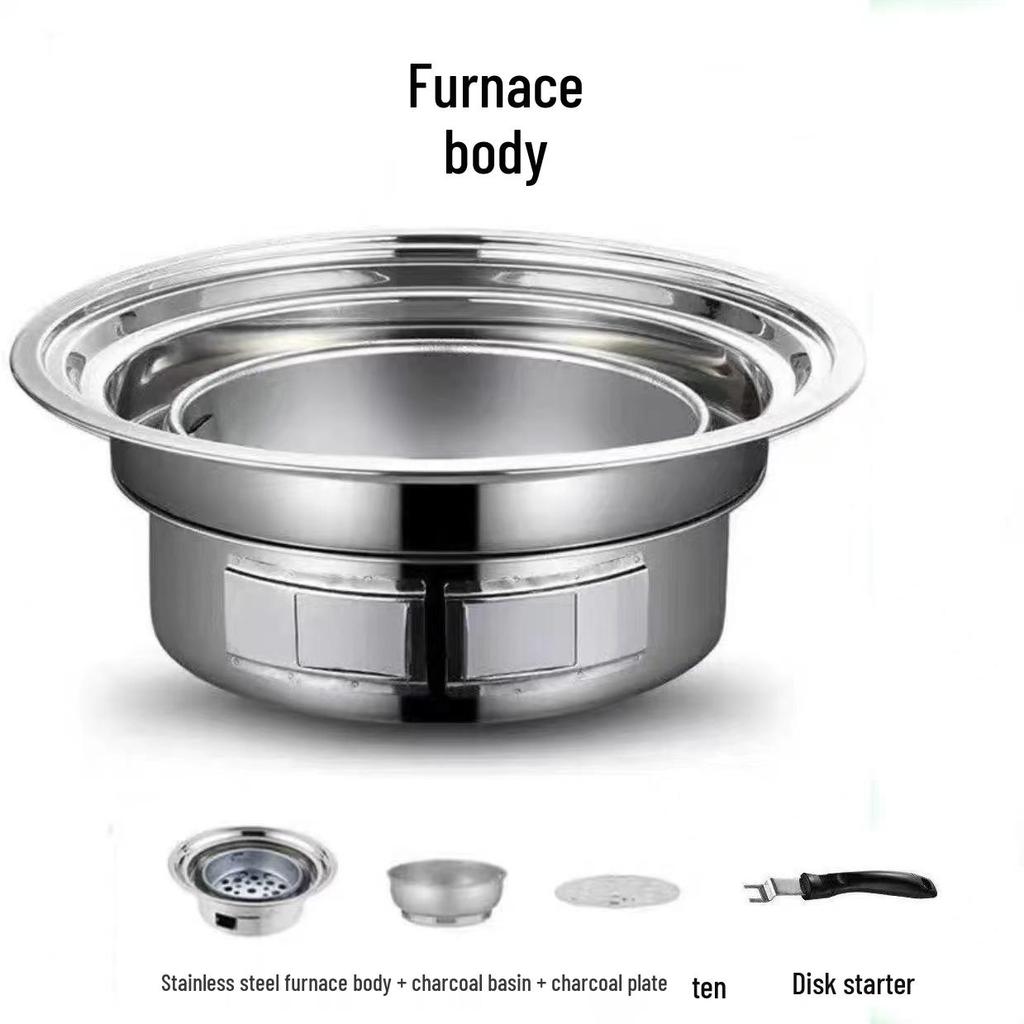 Smokeless Charcoal Grill Set with Tea-Boiling Feature, Ideal for Outdoor and Household Use.