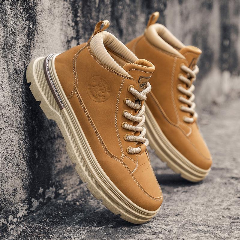 

Модные мужские ботинки PARZIVAL на осень, уличные ботинки на платформе, мотоциклетные ботинки, зимние высокие ботинки, рабочие ботинки, дизайнерская мужская повседневная обувь 45 жёлтый