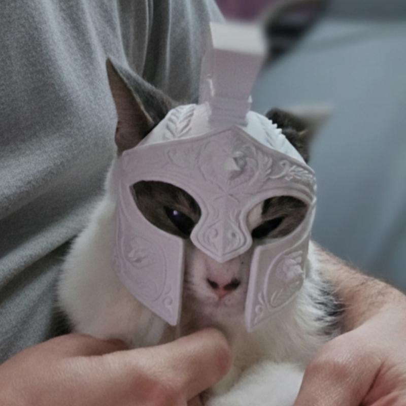 Divertido Casco de Gato Estilo Guerrero Romano Accesorios para la Cabeza de Mascotas Suministro para Mascotas Cosplay de Mascotas Accesorios para Fotos Ligero Duradero Impresión 3D Casco Seguro para Mascotas