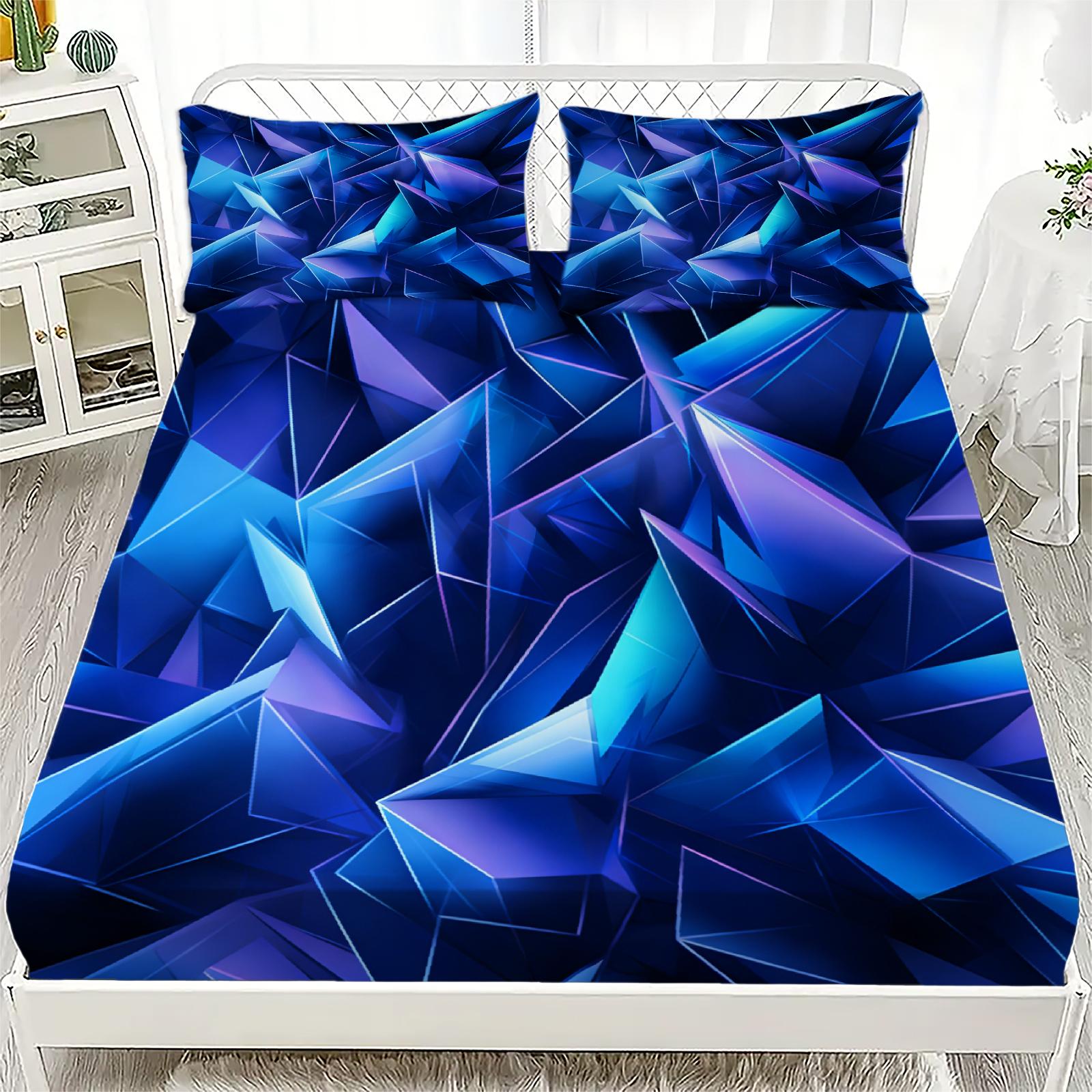 

1pc Polygon Sheet Set Geometric Visual 3D Printed Cool Gradient Bedding Sheet Gift For Boys Teen Adult Home Living Room Decor US Full(200x230cm)