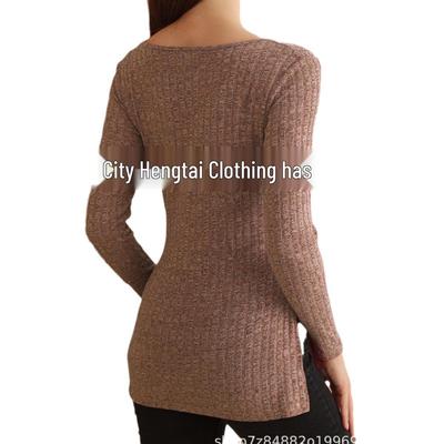 New Roman Velvet Solid Color Round Neck Long Sleeve Maternity Slit Shirt Top