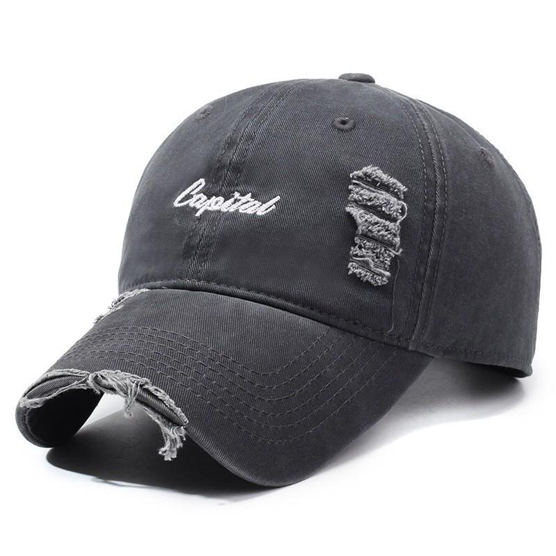 Spring and Autumn Outdoor Shade Letter Embroidery Soft Top Ripped Cap Men's and Women's Retro Old Washed Baseball Cap