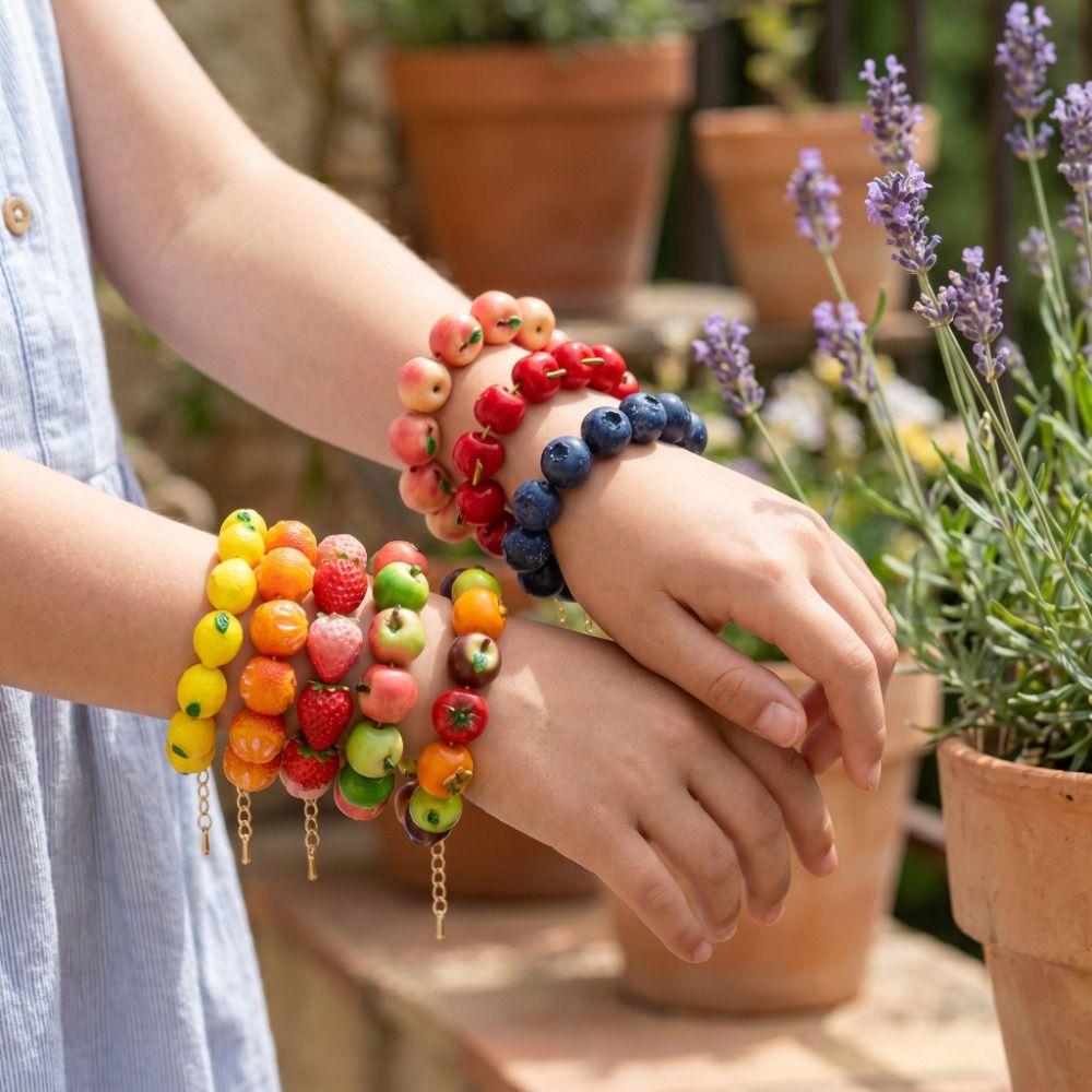 Resin Beads Bracelet Beaded Summer Bohemian Jewelry Hand Chain Simulation Fruit Bracelet  Girls
