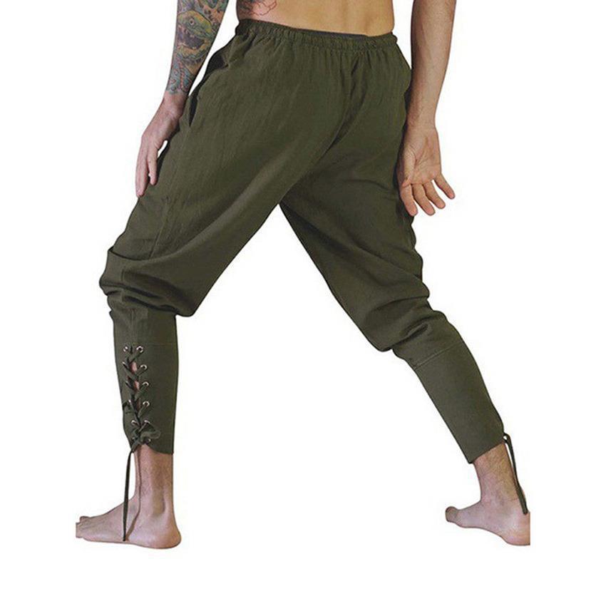 Herren Neue Sommer Freizeit Lange Hose mit Knöchelbändern - Mittelalterlicher Piratenstil