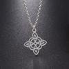 Fashion Charm Witch Knot Necklace Stainless Steel Irish Celtic Knot Pendant Witchcraft Amulet Magical Jewelry Gift for Girls
