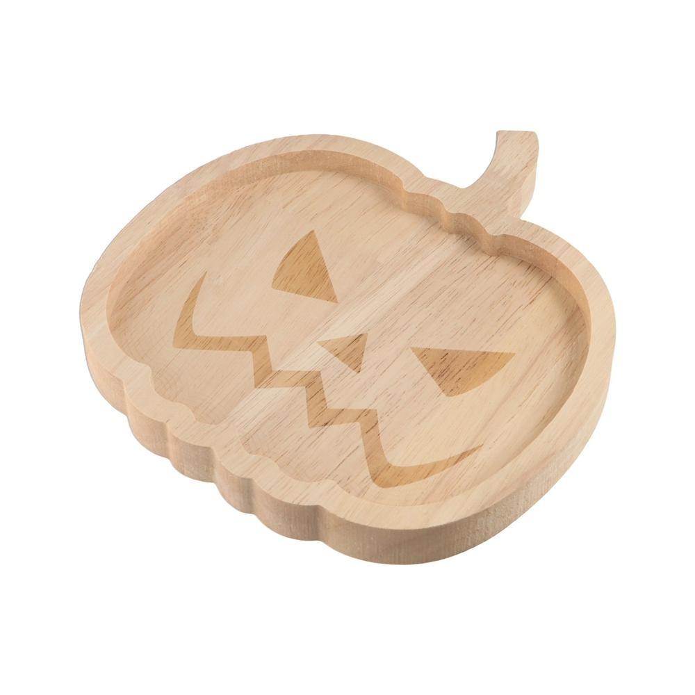 Wood Craft Halloween Pumpkin Plate Cute Cartoon Dessert Board Practical Wooden Plate Tray  Snacks