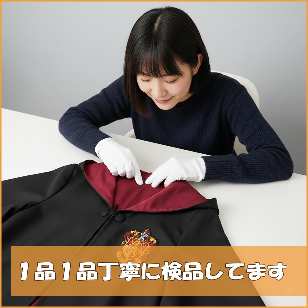 AMIBUDCCI Harry Potter Cosplay 5-teiliges Set, Enthält Umhang, Brille, Krawatte, Schal und Zauberstab (Hufflepuff 5-teiliges Set, Groß)