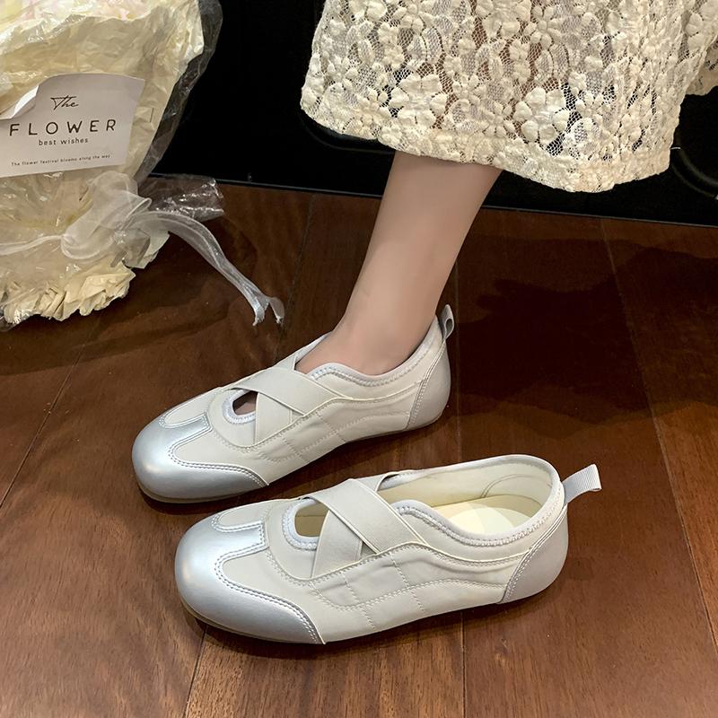 Brand Designer Women's Ballet Flats Round Toe Soft Sole Lightweight Satin 2026 Spring Sweet Dancing Shoes for Ladies