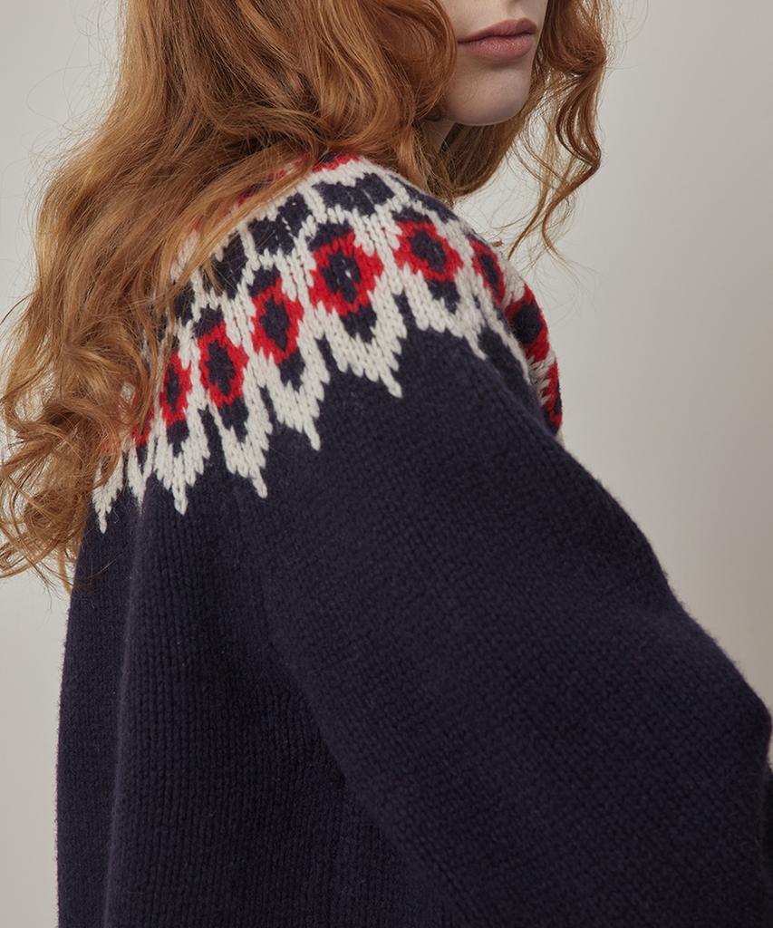 Kwinseulaebis Nordic Jacquard Wool Knit-Pullover