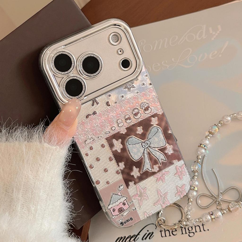 Blue Butterfly Pearl Bracelet Phone Case for iPhone 16, iPhone 17, iPhone 17 Pro Max