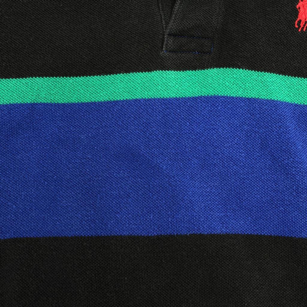 Polo by Ralph Lauren 80s Vintage Boys Green Tag border Long sleeve Polo shirt Men's Used