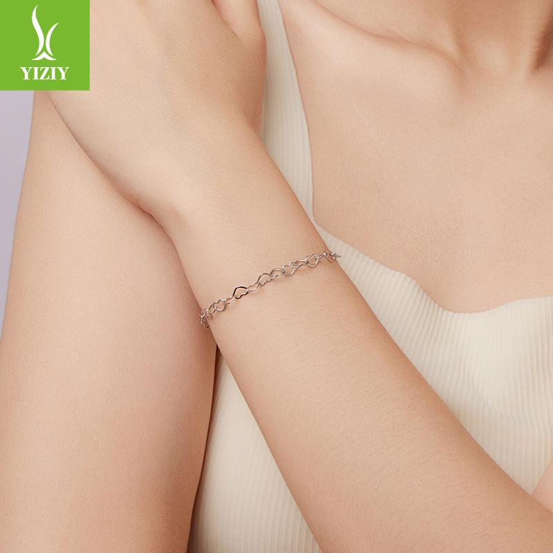 Simple Love Splicing Plain Silver Bracelet Men And Women Versatile Fashion S925 Sterling Silver Bracelet Jewelry