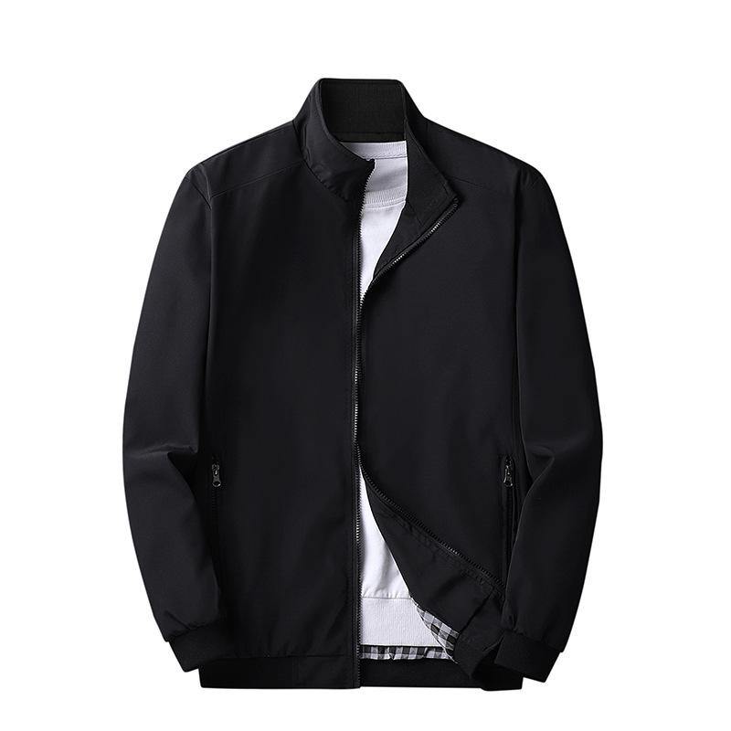 New Autumn Thin Middle-aged and Elderly Jackets Men's Stand Collar Business Casual Simple Jackets Men's Large Size Jackets