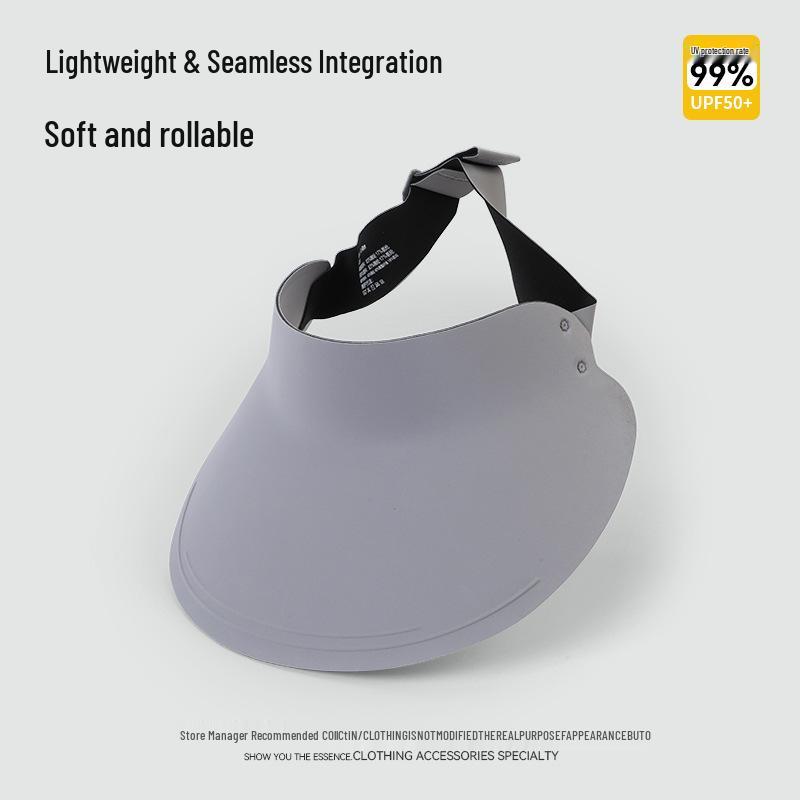 Women s Traceless UV Protection Open-Top Sun Hat with Ponytail Tie for Summer светло-серый