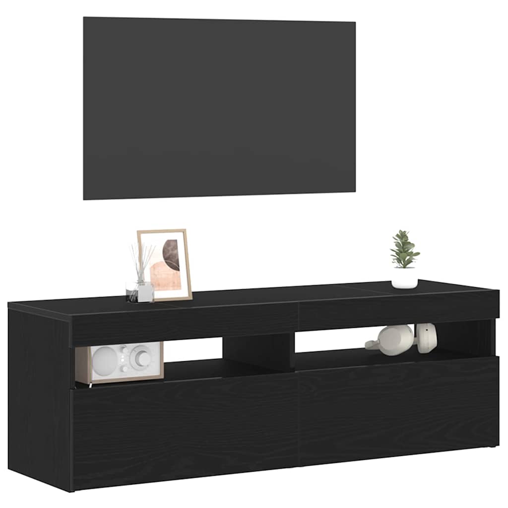 TV Cabinet in Black Oak Look 120 x 35 x 40 cm Engineered Wood