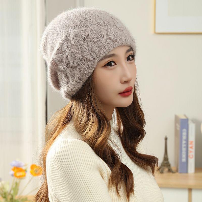 Korean Double-Layer Warm Wool Knit Hat with Velvet, All-Match Winter Fashion for Women