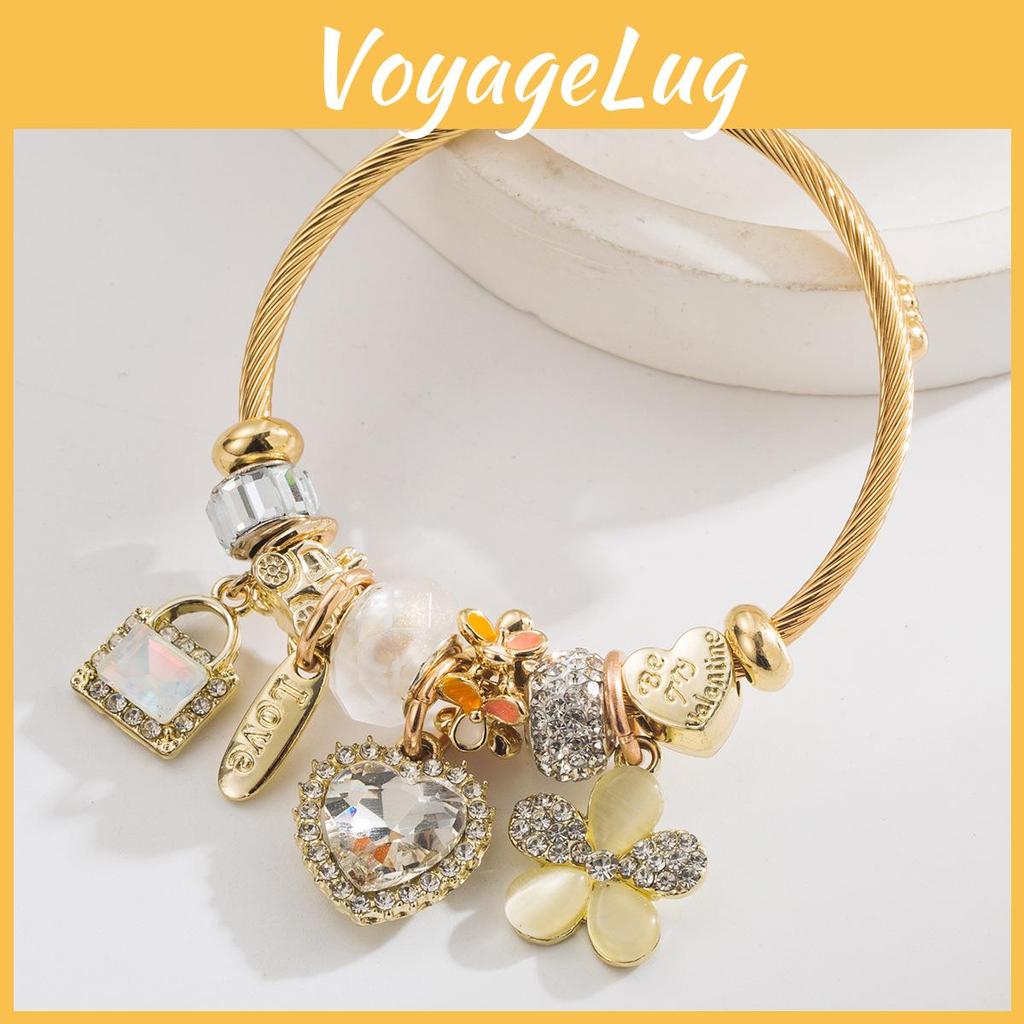 Heartshaped Stainless Steel Jewelry Bracelet With Sparkling Accents For Female Fashion