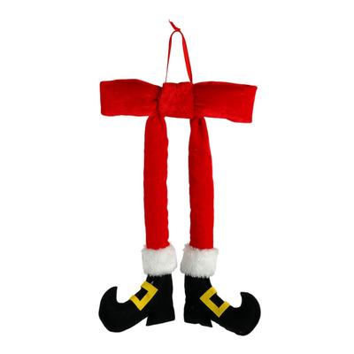 Weihnachts-Elfenbein-Ornament 14 Zoll Rot Plüsch-Elfenbein Hängendes Ornament mit Samtschleife für Weihnachtsbaum Kranz Tür Wand Feiertagsdekoration