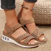Women's Rhinestone Wedge Slippers - 2024 Spring/Summer, Casual, Large Size, Comfortable Air Cushion, European & American Style.