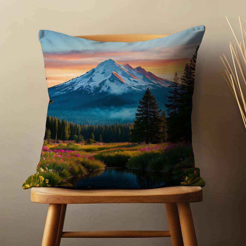 Natural Scenic Mountains Throw Pillow Case For 45*45cm,55*55cm,30*30cm For Home Bedroom Decoration And Protector