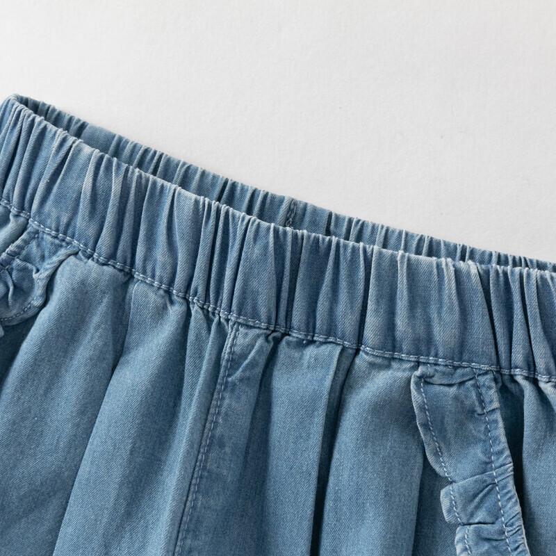 Dave & Bella Girls' Denim Cropped Wide-Leg Pants