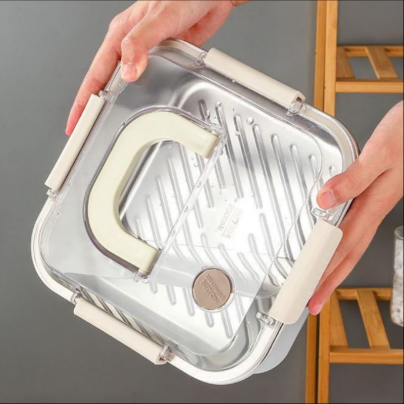 Portable Stainless Steel Fruit Salad Food Container Large Capacity Seal Lunch Box With Handle Lid Camping Picnic Bento Box