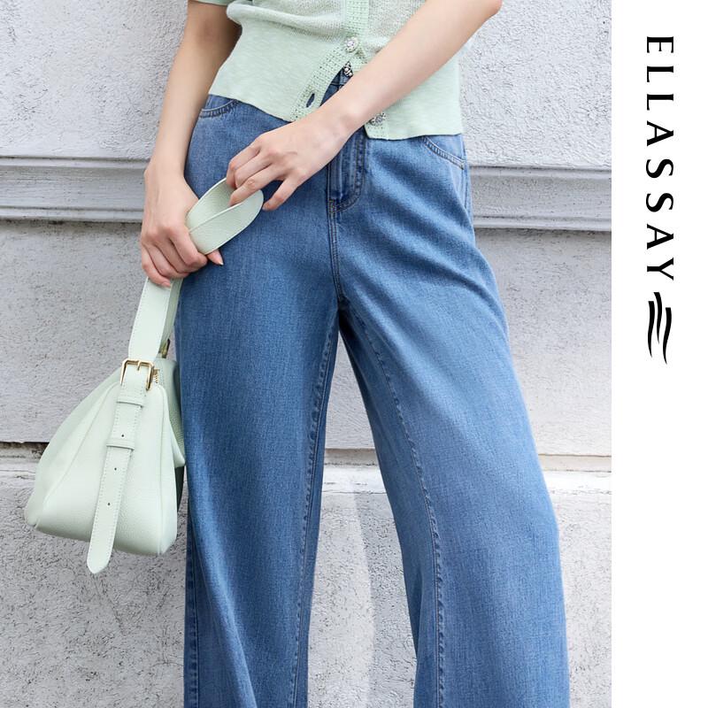 ELLASSAY Women's Tencel Bow Wide-Leg Jeans