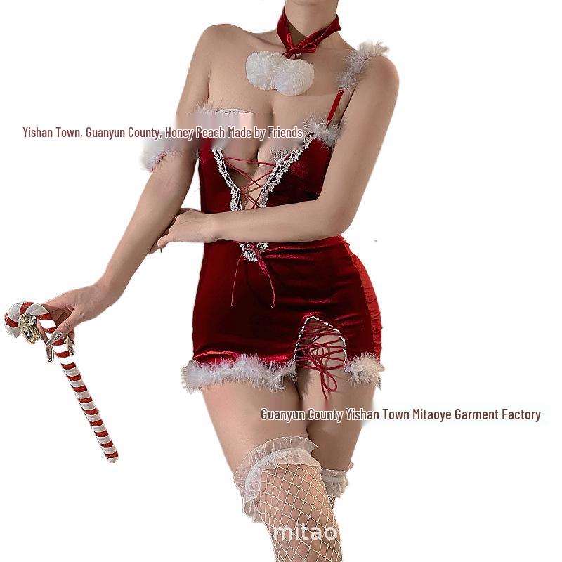 Christmas Furry Camisole & Bodycon Mini Skirt Set
