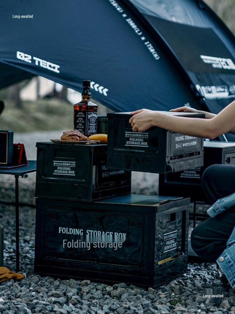 Black Outdoor Camping & Storage Folding Box - Industrial Style for Car Trunk